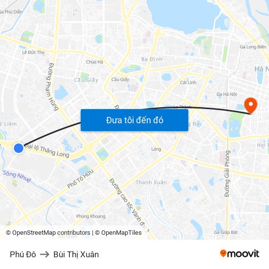 Phú Đô to Bùi Thị Xuân map