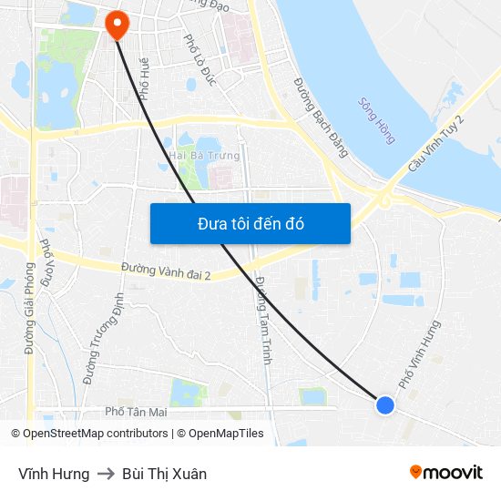 Vĩnh Hưng to Bùi Thị Xuân map