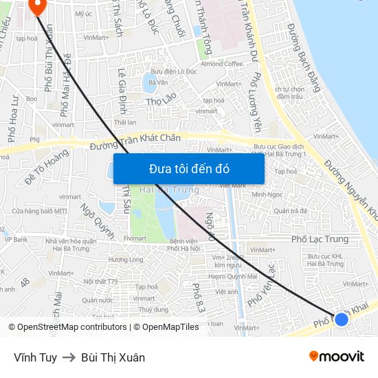 Vĩnh Tuy to Bùi Thị Xuân map