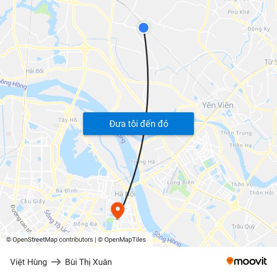 Việt Hùng to Bùi Thị Xuân map