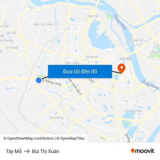 Tây Mỗ to Bùi Thị Xuân map