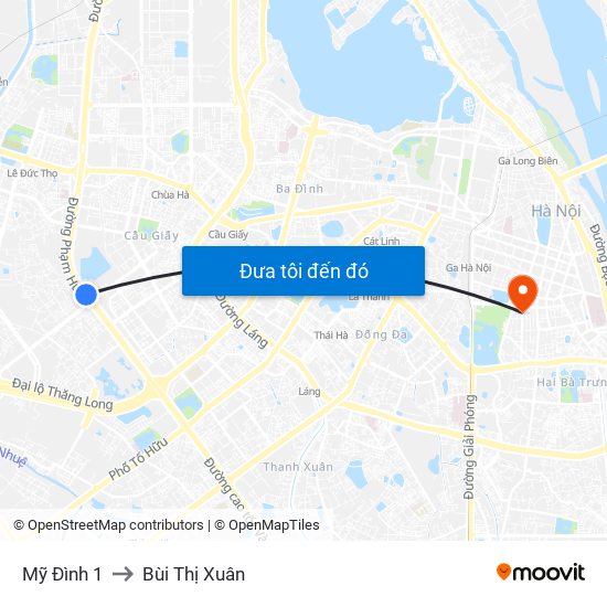 Mỹ Đình 1 to Bùi Thị Xuân map