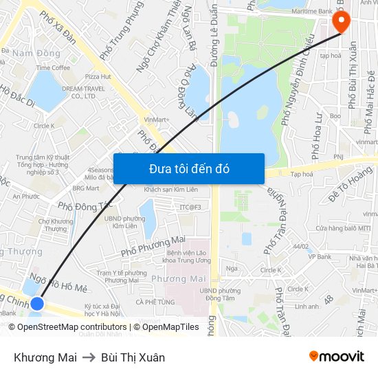 Khương Mai to Bùi Thị Xuân map