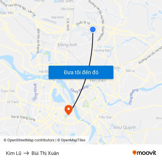 Kim Lũ to Bùi Thị Xuân map