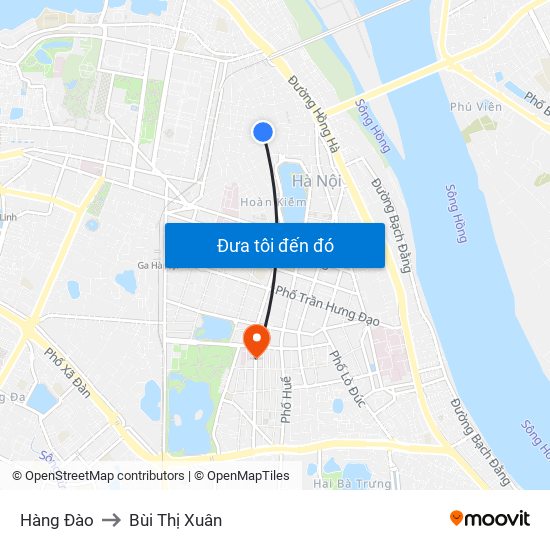 Hàng Đào to Bùi Thị Xuân map