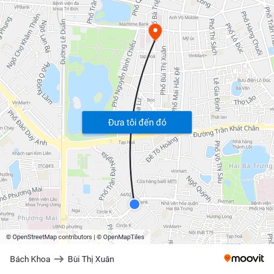 Bách Khoa to Bùi Thị Xuân map
