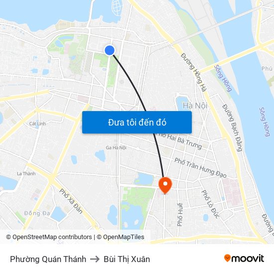 Phường Quán Thánh to Bùi Thị Xuân map