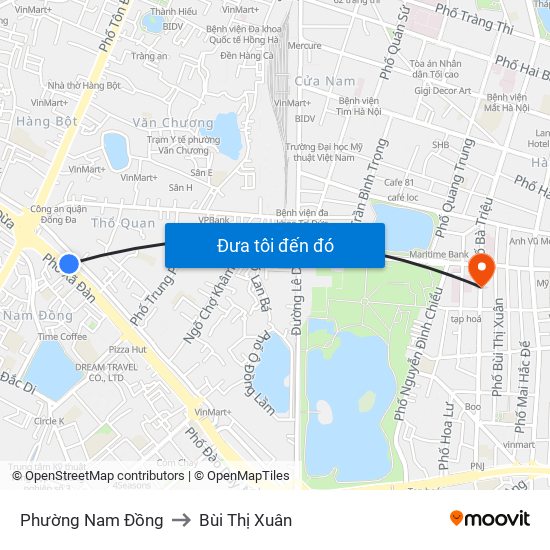 Phường Nam Đồng to Bùi Thị Xuân map