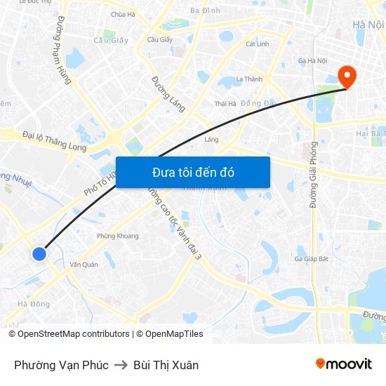 Phường Vạn Phúc to Bùi Thị Xuân map