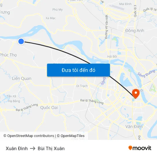 Xuân Đình to Bùi Thị Xuân map