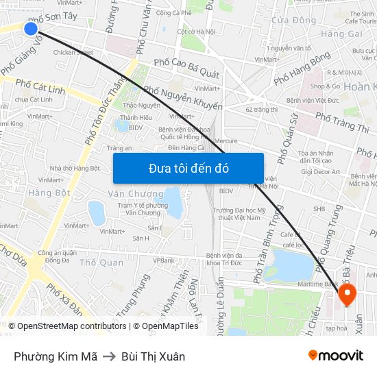 Phường Kim Mã to Bùi Thị Xuân map