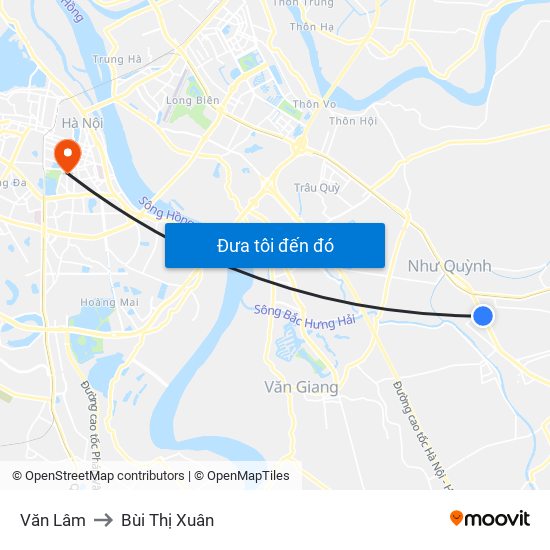 Văn Lâm to Bùi Thị Xuân map