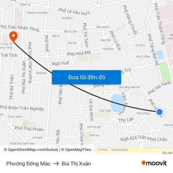Phường Đống Mác to Bùi Thị Xuân map