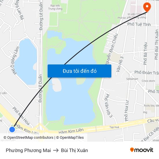 Phường Phương Mai to Bùi Thị Xuân map