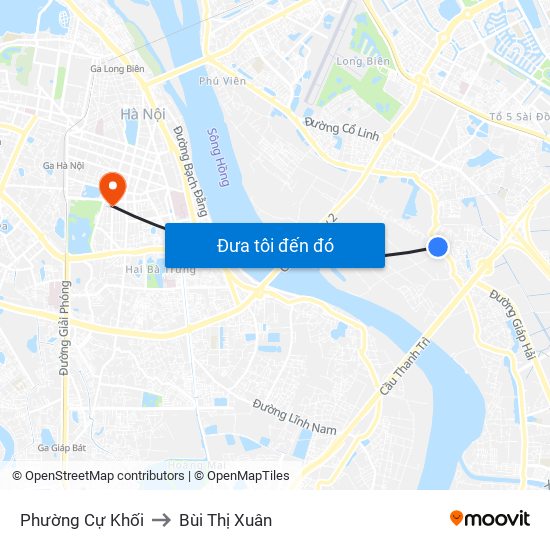 Phường Cự Khối to Bùi Thị Xuân map