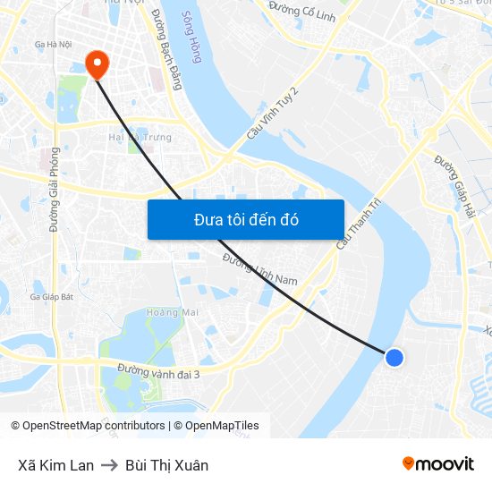 Xã Kim Lan to Bùi Thị Xuân map