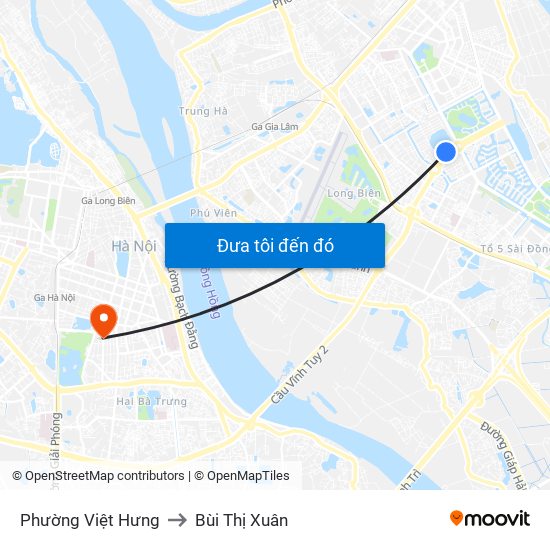 Phường Việt Hưng to Bùi Thị Xuân map