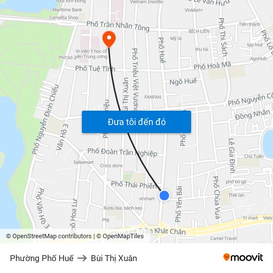 Phường Phố Huế to Bùi Thị Xuân map
