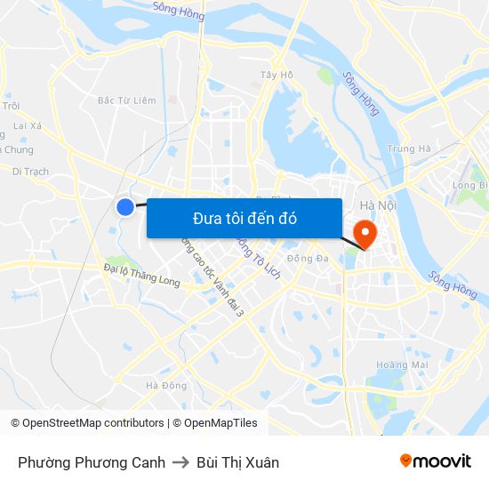 Phường Phương Canh to Bùi Thị Xuân map