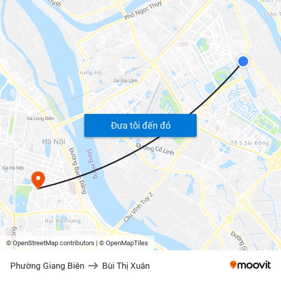 Phường Giang Biên to Bùi Thị Xuân map