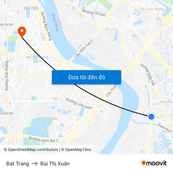 Bát Tràng to Bùi Thị Xuân map