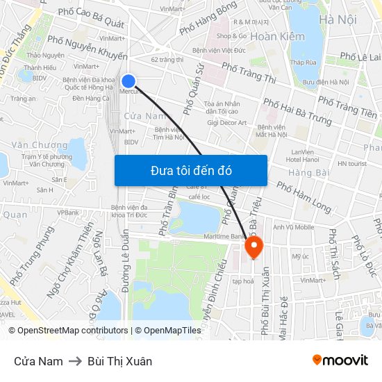 Cửa Nam to Bùi Thị Xuân map