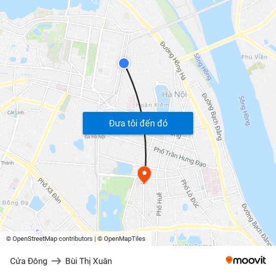 Cửa Đông to Bùi Thị Xuân map