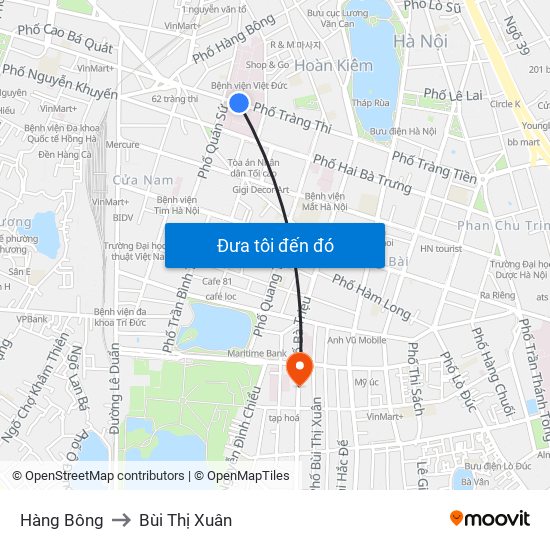 Hàng Bông to Bùi Thị Xuân map