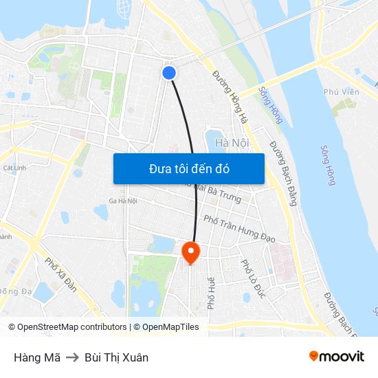 Hàng Mã to Bùi Thị Xuân map