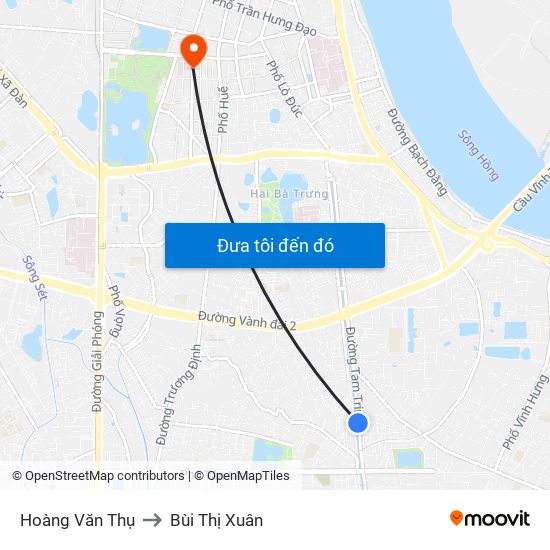 Hoàng Văn Thụ to Bùi Thị Xuân map