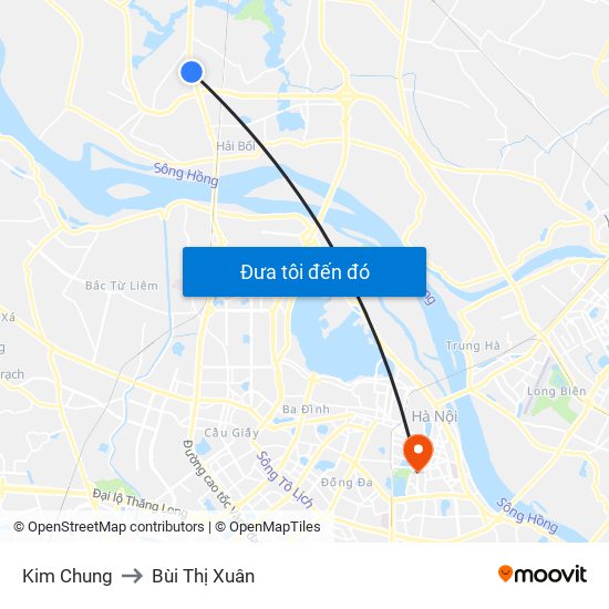 Kim Chung to Bùi Thị Xuân map