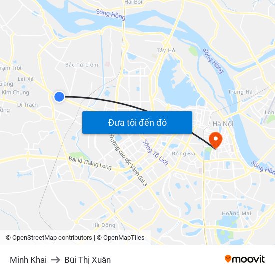 Minh Khai to Bùi Thị Xuân map