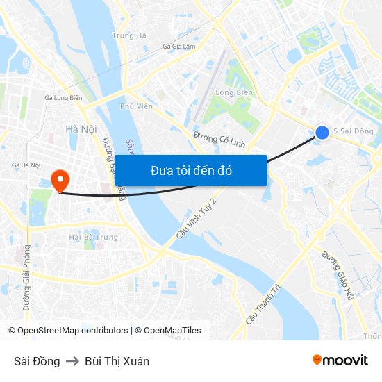 Sài Đồng to Bùi Thị Xuân map