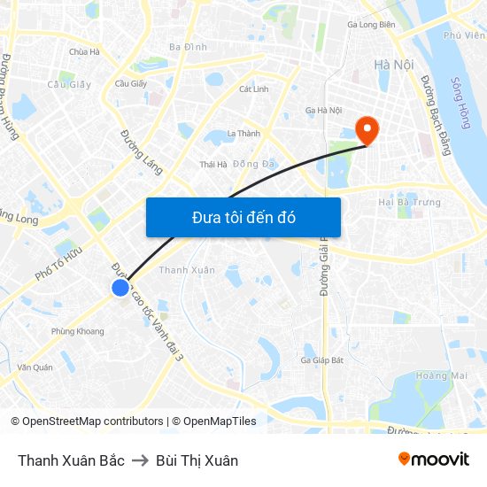 Thanh Xuân Bắc to Bùi Thị Xuân map