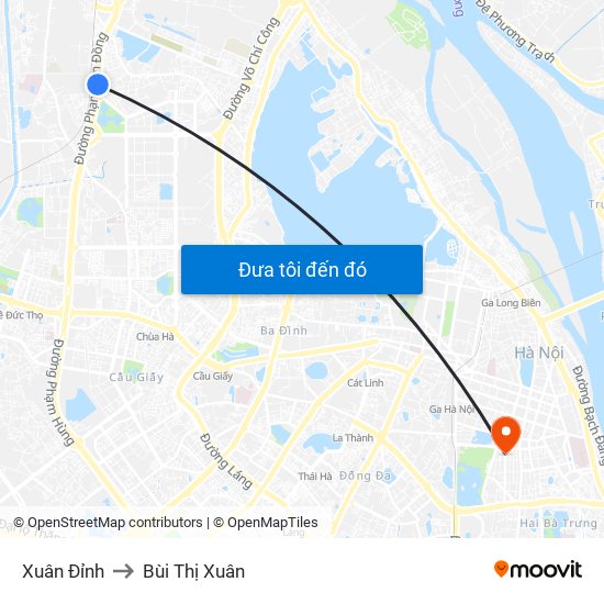 Xuân Đỉnh to Bùi Thị Xuân map