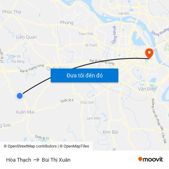 Hòa Thạch to Bùi Thị Xuân map
