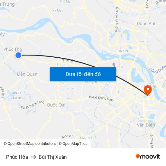 Phúc Hòa to Bùi Thị Xuân map