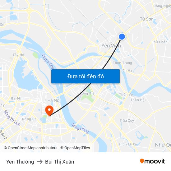 Yên Thường to Bùi Thị Xuân map