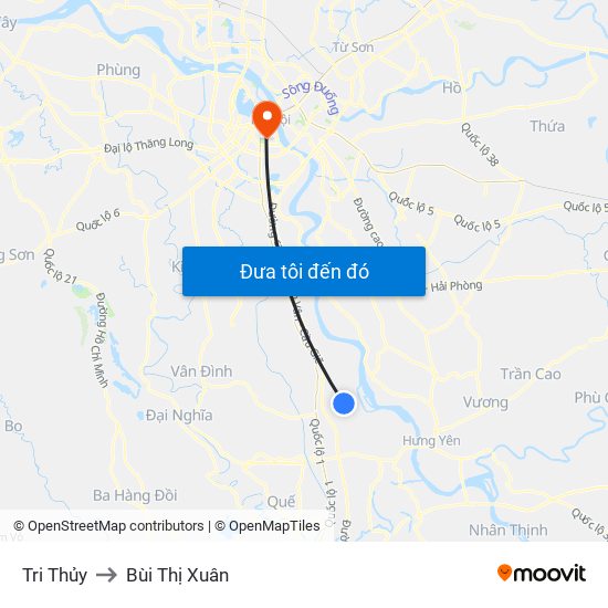 Tri Thủy to Bùi Thị Xuân map
