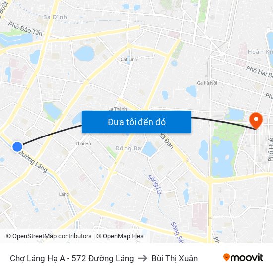 Chợ Láng Hạ A - 572 Đường Láng to Bùi Thị Xuân map