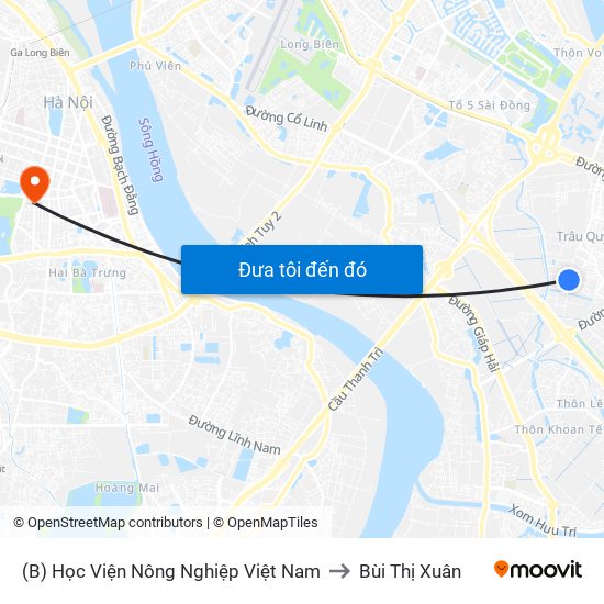 (B) Học Viện Nông Nghiệp Việt Nam to Bùi Thị Xuân map