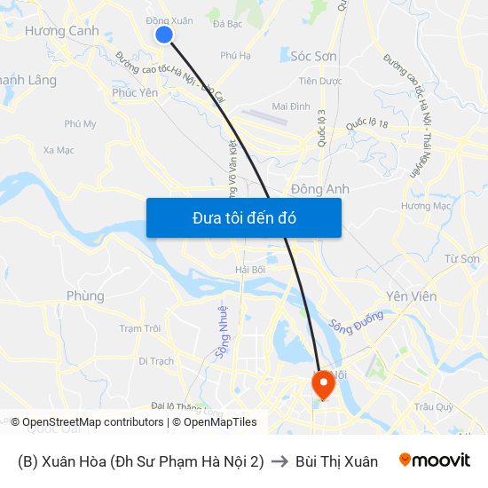 (B) Xuân Hòa (Đh Sư Phạm Hà Nội 2) to Bùi Thị Xuân map