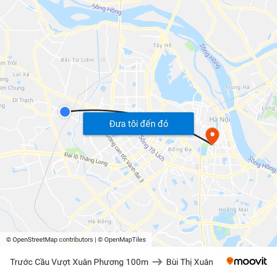 Trước Cầu Vượt Xuân Phương 100m to Bùi Thị Xuân map