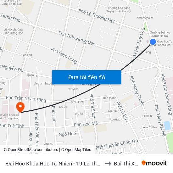 Đại Học Khoa Học Tự Nhiên - 19 Lê Thánh Tông to Bùi Thị Xuân map