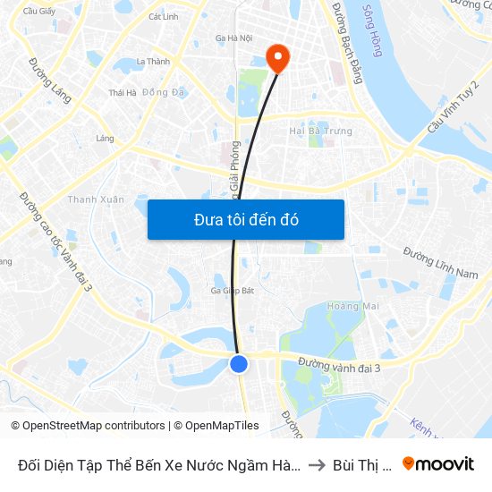 Đối Diện Tập Thể Bến Xe Nước Ngầm Hà Nội - Ngọc Hồi to Bùi Thị Xuân map