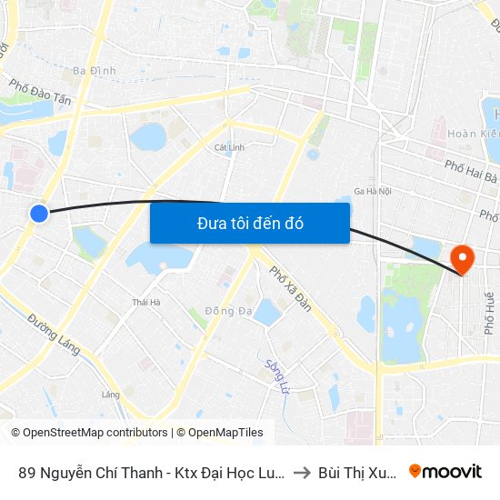 89 Nguyễn Chí Thanh - Ktx Đại Học Luật to Bùi Thị Xuân map