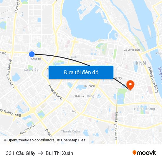 331 Cầu Giấy to Bùi Thị Xuân map