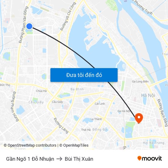 Gần Ngõ 1 Đỗ Nhuận to Bùi Thị Xuân map