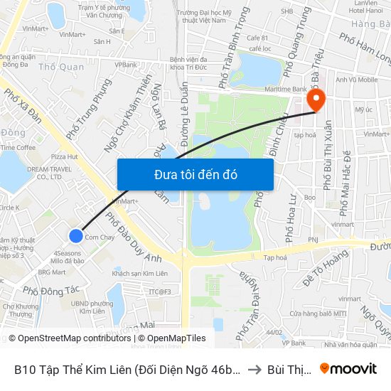 B10 Tập Thể Kim Liên (Đối Diện Ngõ 46b Phạm Ngọc Thạch) to Bùi Thị Xuân map