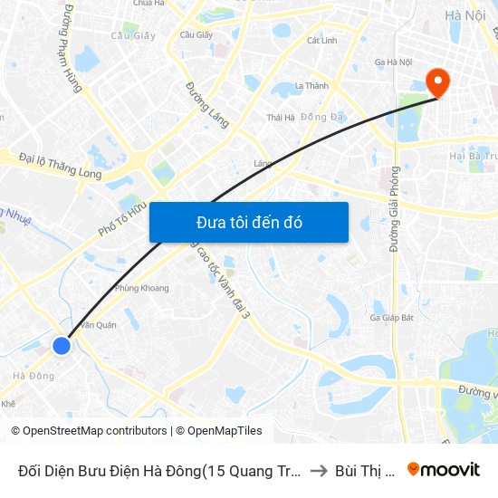 Đối Diện Bưu Điện Hà Đông(15 Quang Trung Hà Đông) to Bùi Thị Xuân map